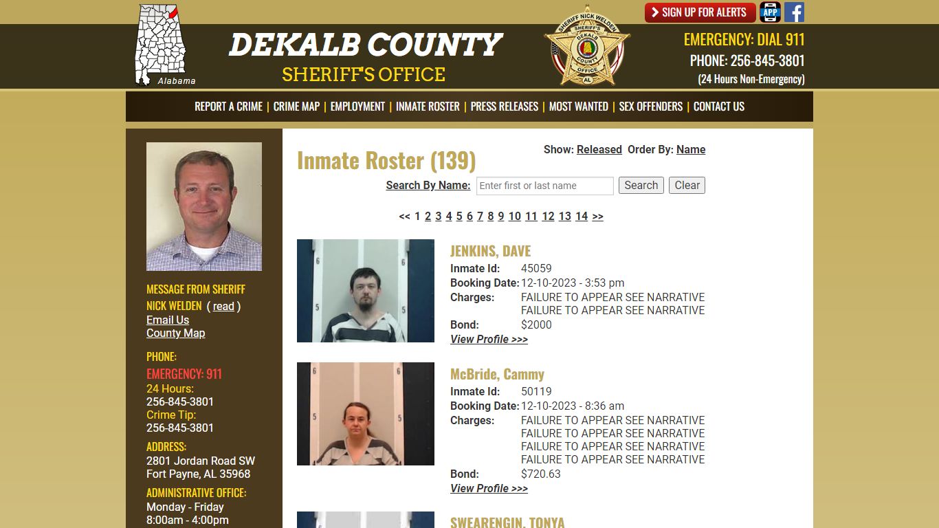 Inmate Roster (148) - DeKalb County Sheriff's Office - Fort Payne, Alabama